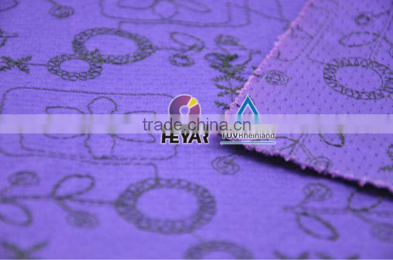 fashion purple color cotton/spandex embroidery fabric