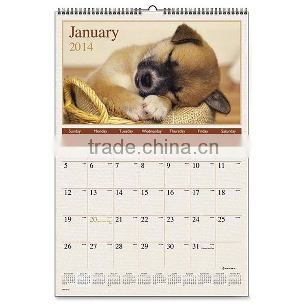 Sprial Binding Paper Wall Calendar/Wholesale Custom Calendar Printing