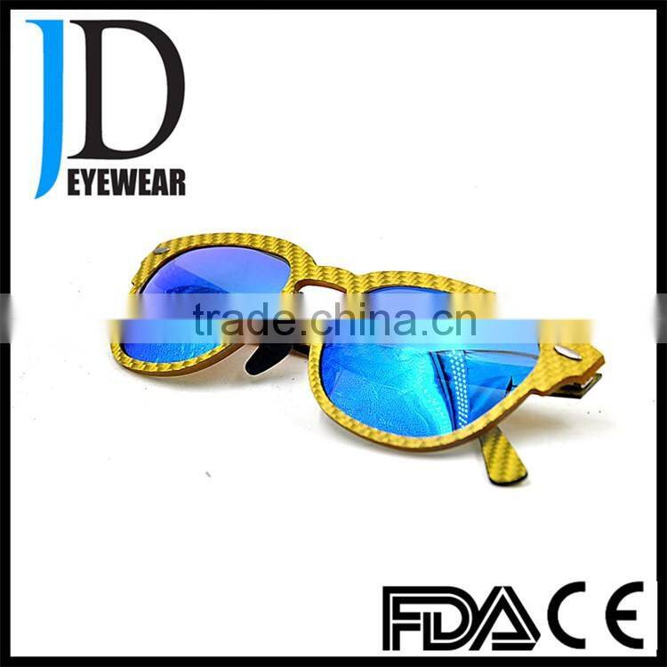 2016 yellow carbon fiber glasses ultra-light polarized sun glasses