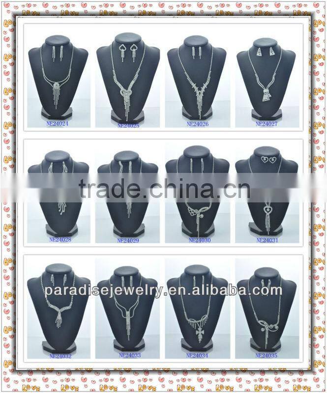 Fashion design Silver Plating YiWu Rhinestone jewelry Necklcae Set-NE24000