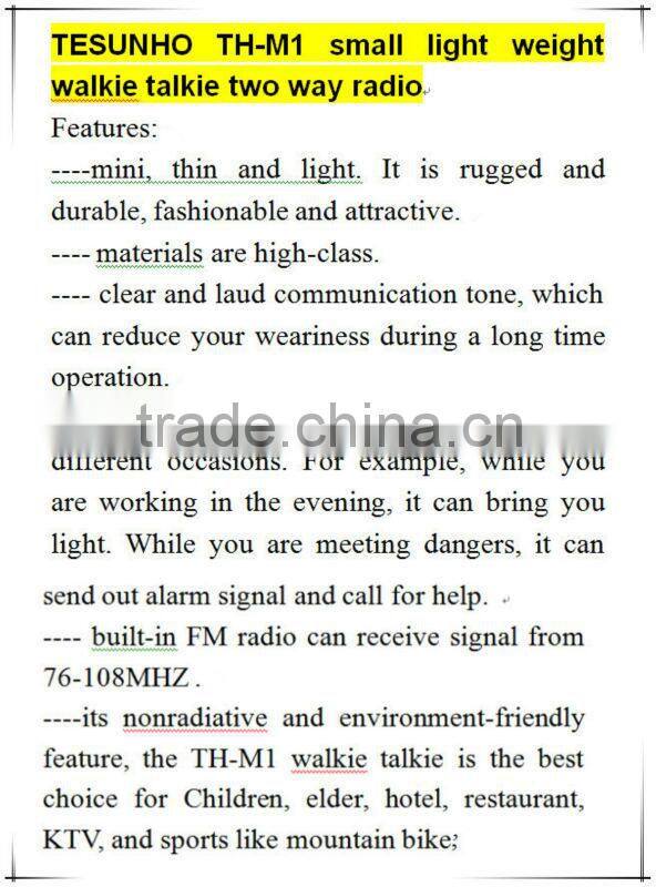 TESUNHO TH-M1 mini ultrathin walkie talkie two way radio