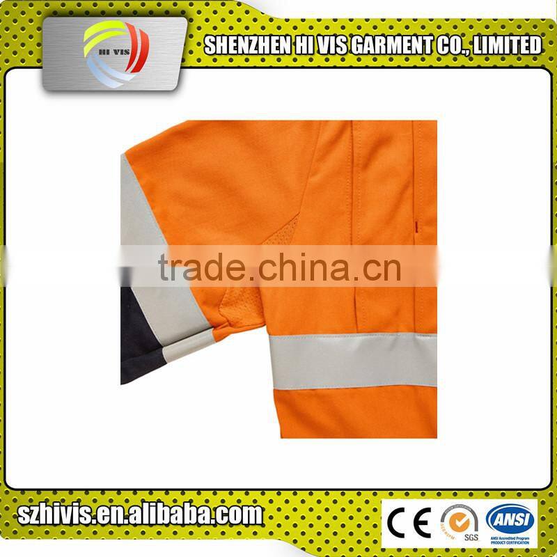 hi vis yellow navy Custom embroidered reflective protective oil resistant coverall