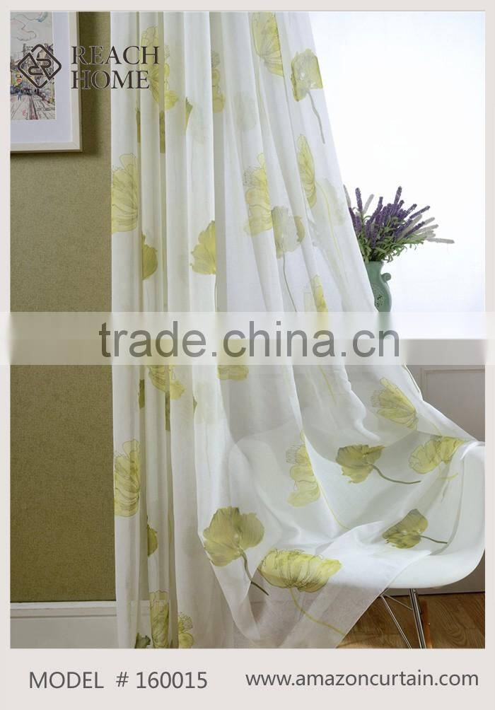 2016 Hot Sale fashion Solid Sheer Voile Curtain, embroidery sheer curtains fabric, drapes - Pinch Pleated / Rod Pocket