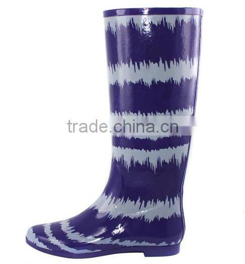 New design purple solid horse gumboots custom rain boots for women