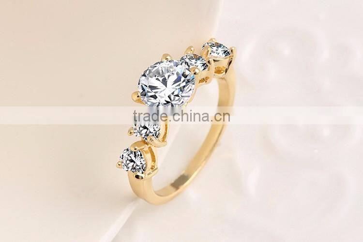 Hot sale 18K real gold plated ring fashion new crystal rings wedding