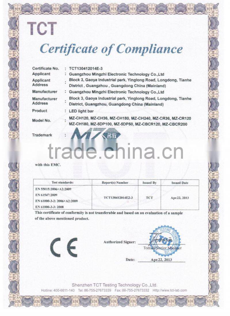 Guangzhou Mingzhi Vehicle Consumer Electronic LED Work Light Narrow Flood Working Lights Bar Made in China