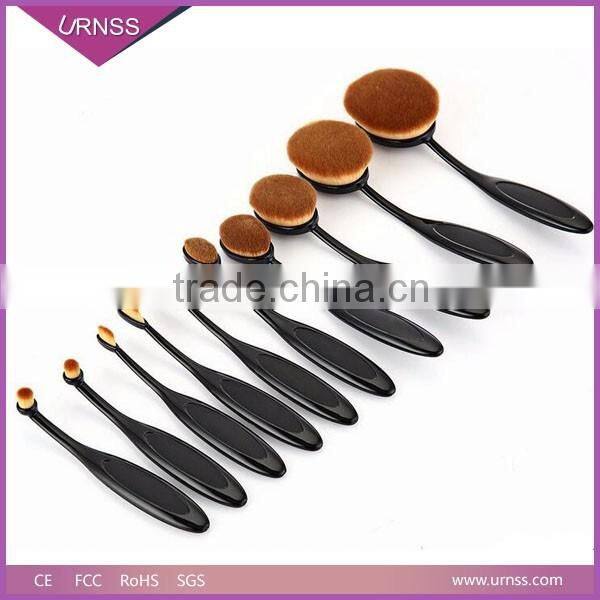 Hot sale Professional 10pcs Oval Toothbrush Makeup Brushes Set