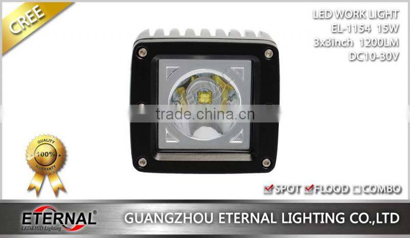 3x3in sigle LED 15W cube pod pillar 4x4 Jeep off-road powersports motorsports ATV UTV SUV high power LED work light fog lamp