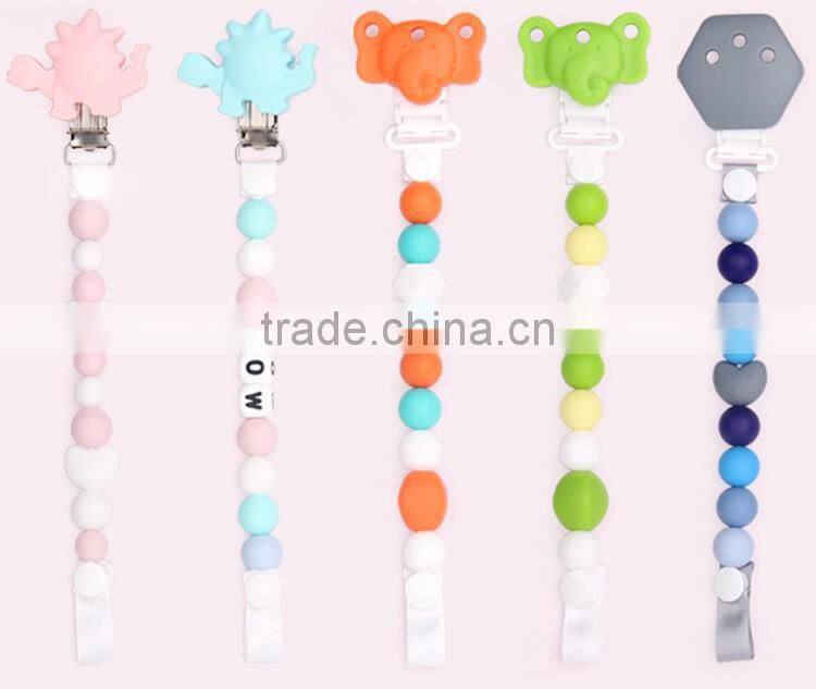 2017 Latest design fashion colorful baby silicone flower pacifier chain