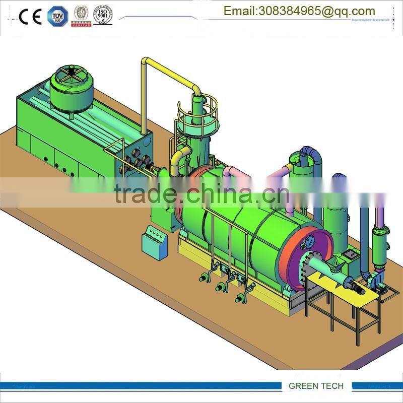 Used tire recycling machine to diesel oil pyrolysis and distillation combined plant