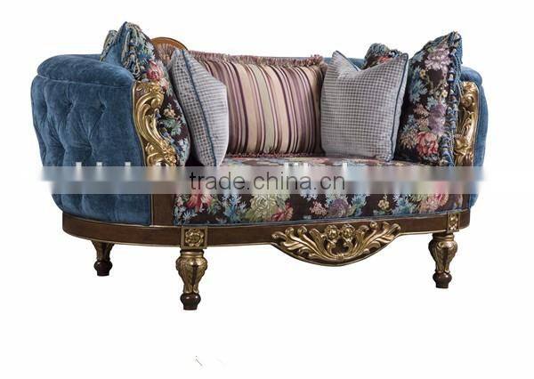 Classic Style Living Room Sofa Set, Antique Carved Wooden Couch Sofa, Queen Anne Furniture Button Tufted Sofa