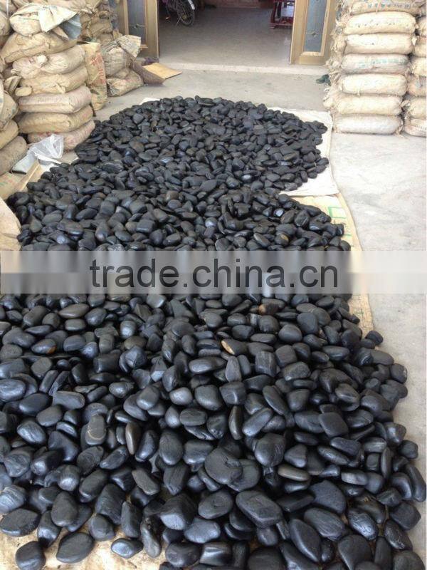 High polished black pebble stone