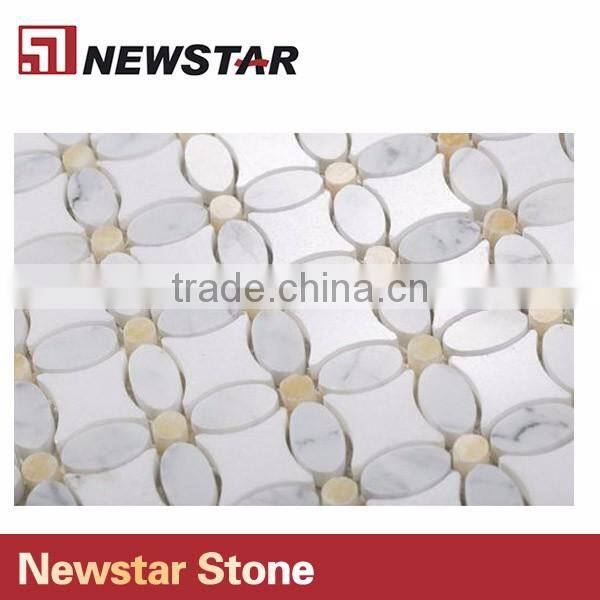 Newstar Hot Saling Italian White Carrrara Marble Flower Shape Mosaic