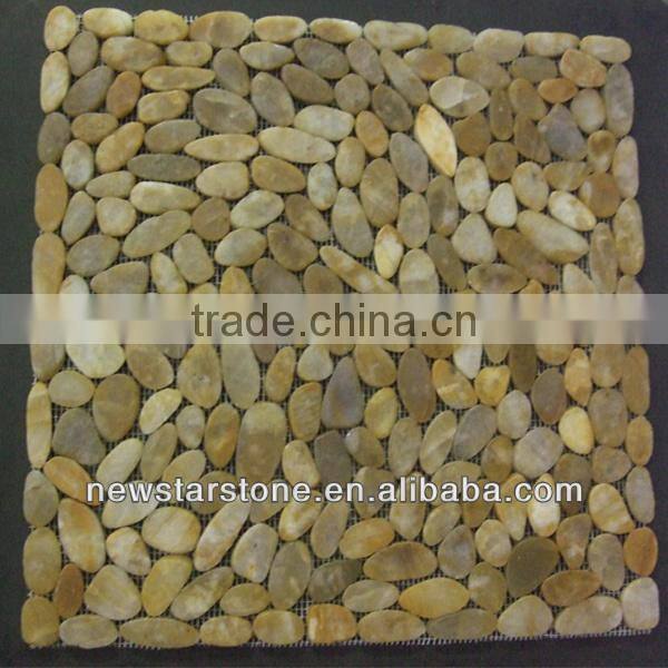Natural river rock pebble mosaic