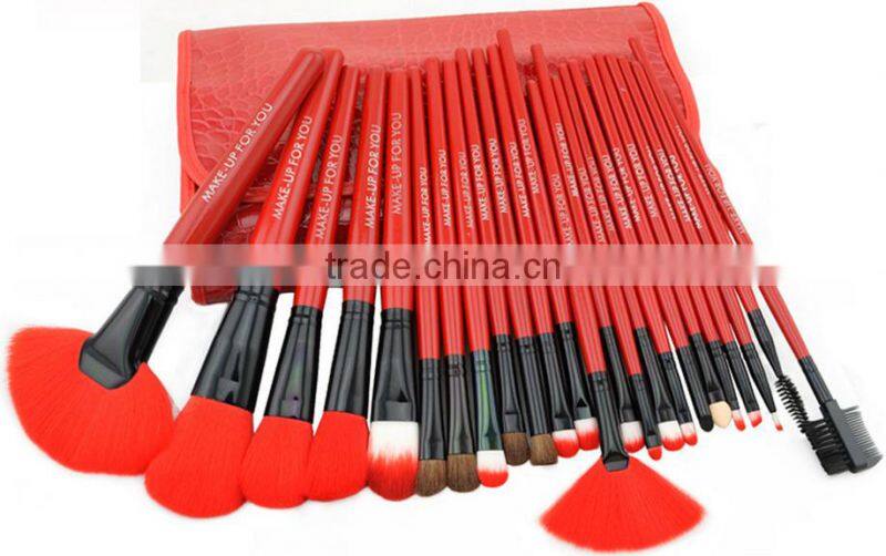 Popular Hot Selling 24 in 1 Make-Up Brush Set Red High Quality Comestic Brush With CROCO Bag For Brushes