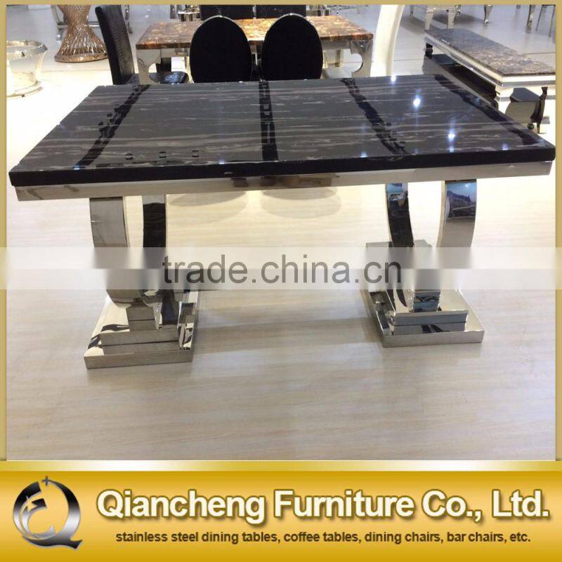 home furniture dining table with strong stainless steel base