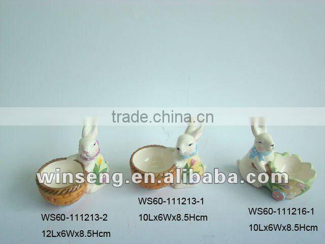 Lovely white Easter rabbit ceramic ashtray