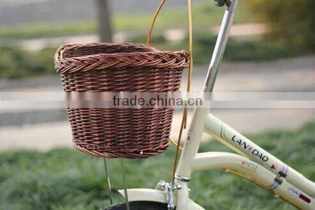 2014 new cheap removable wicker bicycle front rack basket