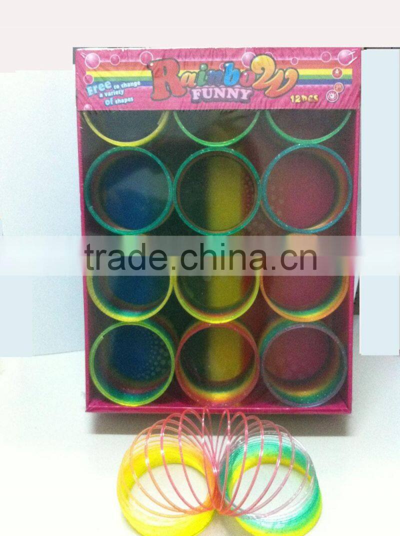 popular plastic 6.5cm rainbow spring toys educational classic toys for kids/promotional toys raibow circle