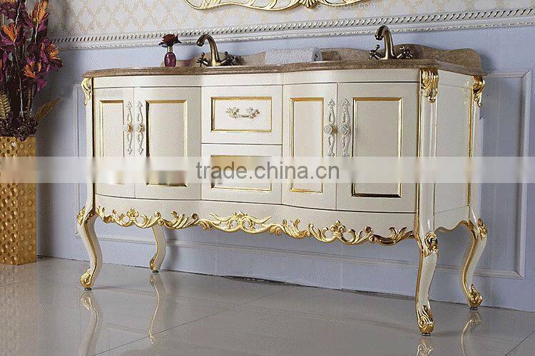 European New Style Bathroom Cabinetry,White Gloss Vanity Unit, Beautiful Antique Vanities For Bathroom(BF08-4074)