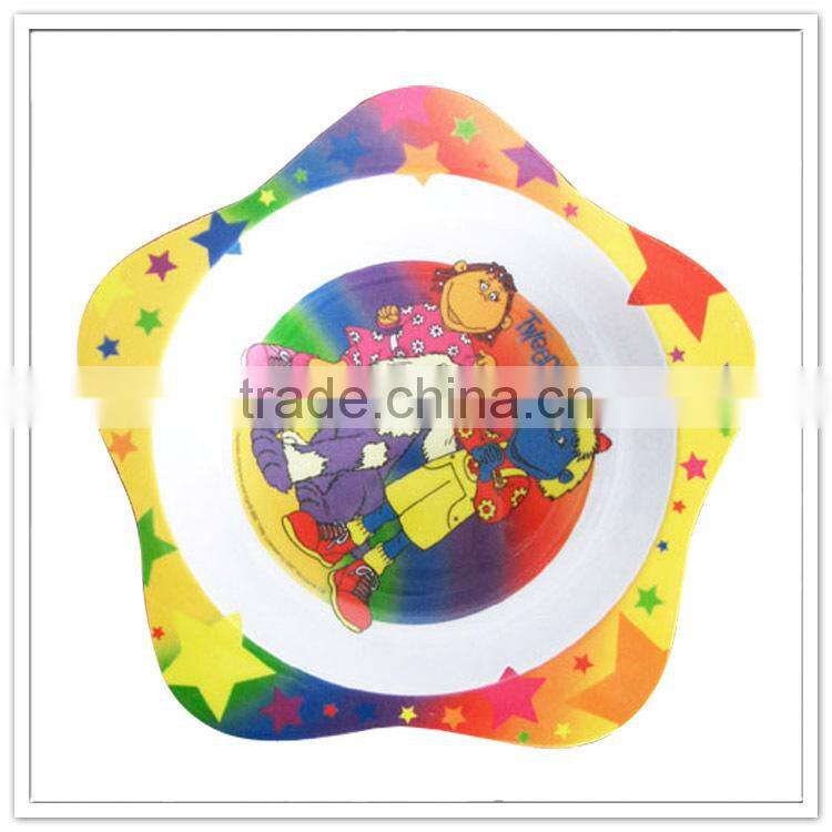 Children birthday gifts melamine meal ware, unique pentagram shape kid bowl