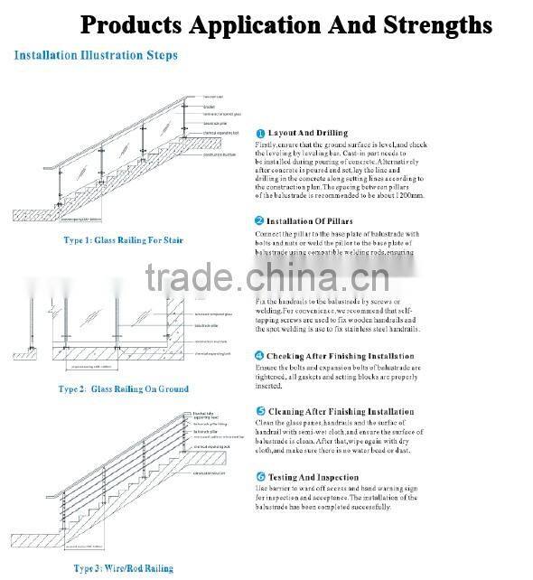 304 Stainless Steel Channel Pipe System/Glass Fence System