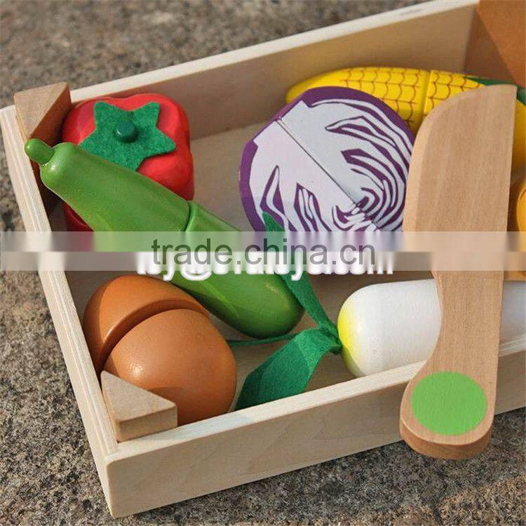 Pretend play kitchen toys wooden toy cutting fruit for kids W10B183