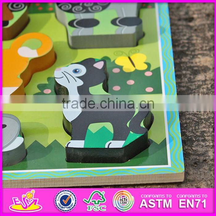 2016 new design educational 3d puzzle toy wooden animal shapes for kindergarten W14D021