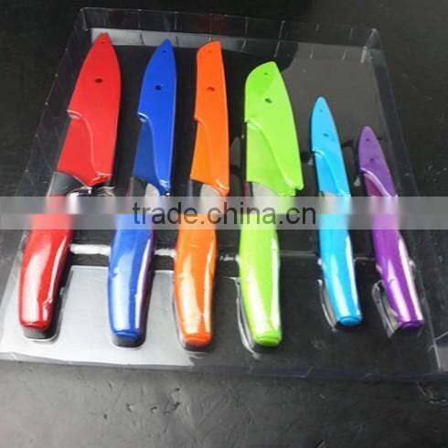 51006 6 pcs non-stick knife set with rubber handle