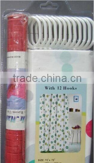 PVC material Fancy printed shower curtains, Eco-Friendly,waterproof, packaage set