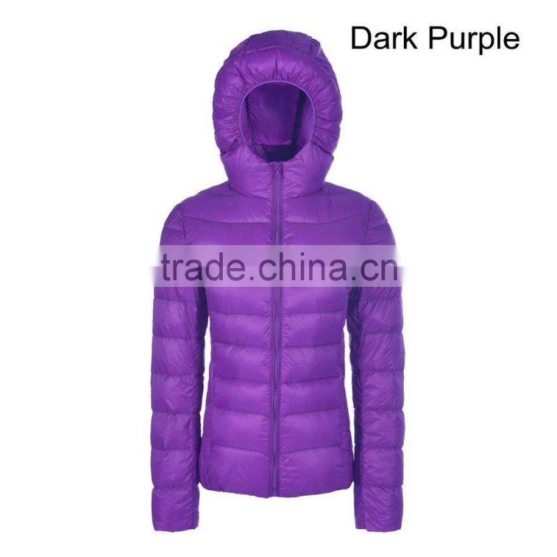 colorful Hoodie down jacket/women puffer jacket/light weight compact jacket