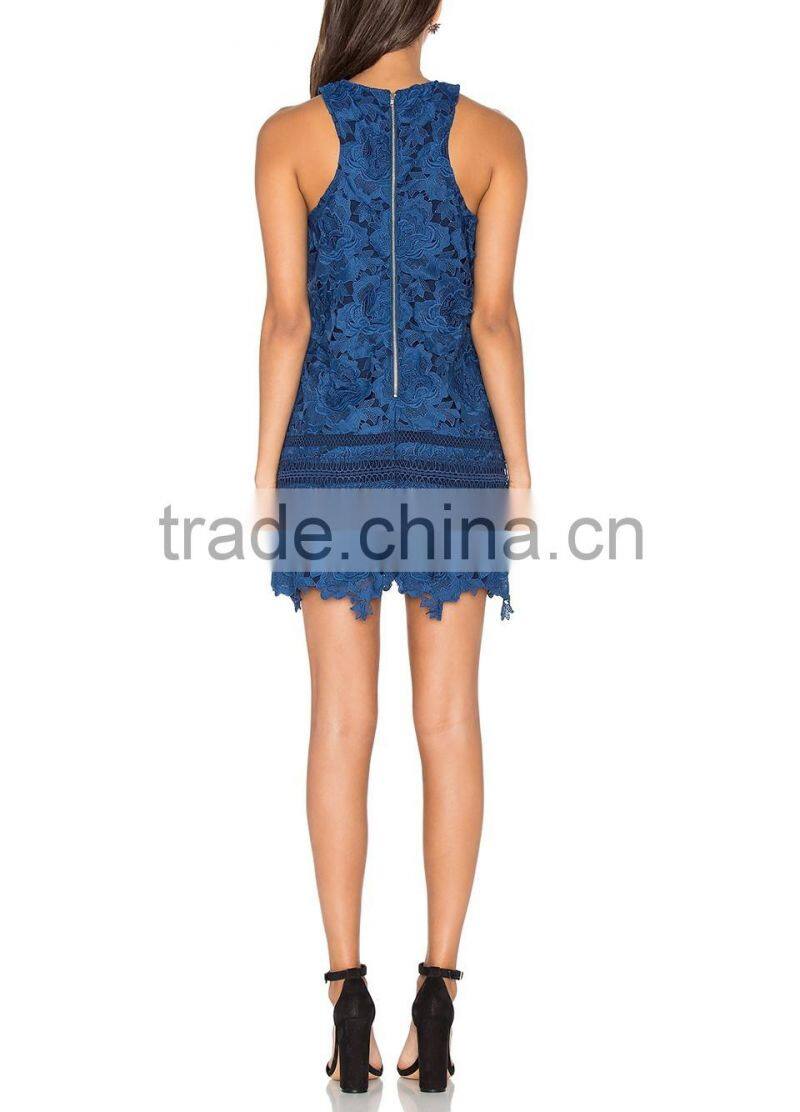 Ladies Delicate Allover Lace Purfle Fabric Dresses Designer One Piece Party Dress For Women 2016 HSD5529