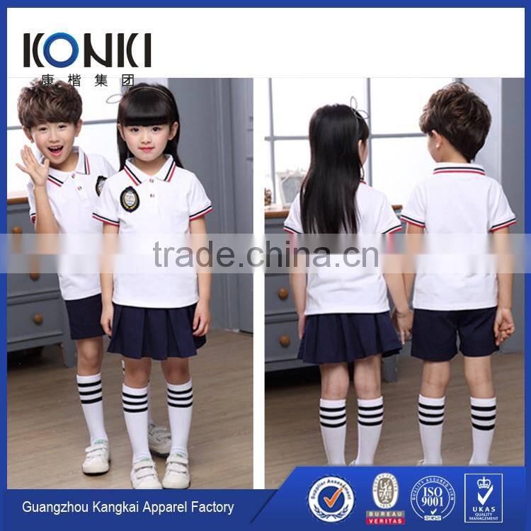 kindergarten school uniforms stripe collar and cuff childen polo shirt