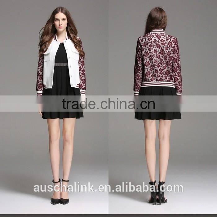 new arrival ladies short style lace sleeve 100% polyester jacket