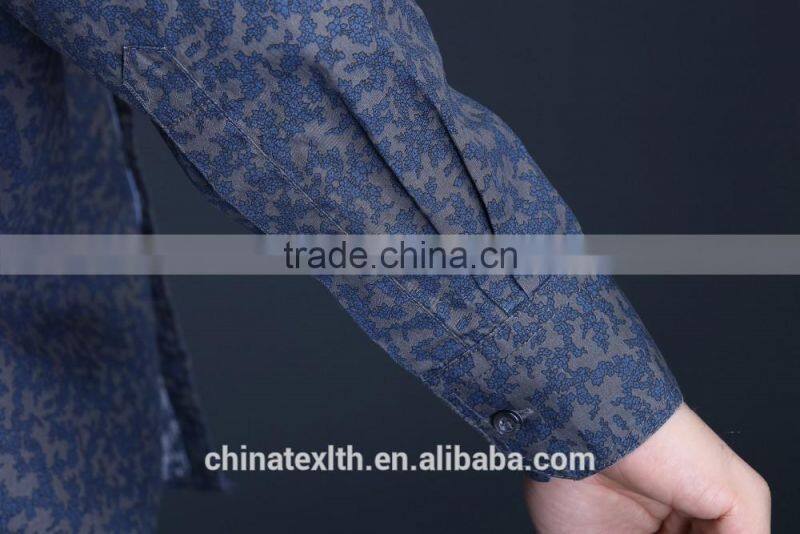 Fashion Long Sleeve Casual Design High Quality 100%Cotton Print Men Shirt