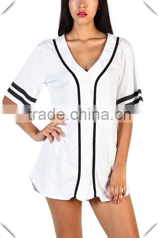 Sexy Ladies' Baseball Jersey Top White Blank Baseball Jersey Custom Loose Fit Jersey T Shirt Wholesale