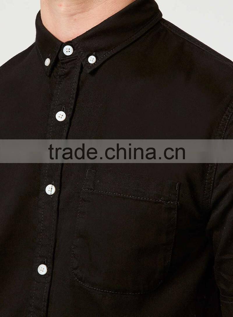 Black Denim Short Sleeve Casual Shirt