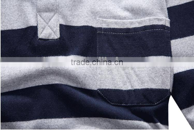 OEM custom 100% cotton long sleeve mens striped polo shirts