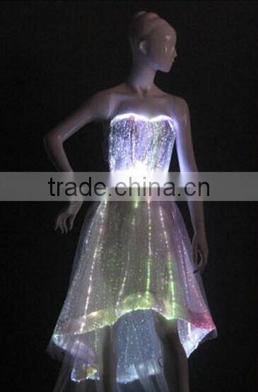 Popular ball gown fiber optic led light mini evening dress 2014