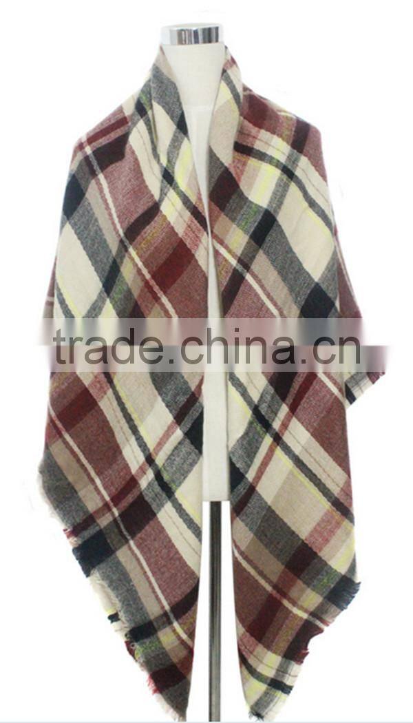 Classic plaid pattern high quality 30 choice 140*140 acrylic new European style square blanket scarf