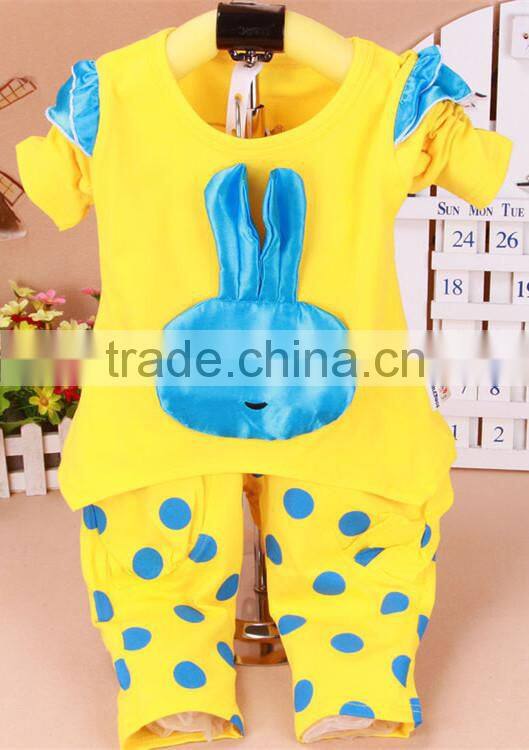 Girls sweet cotton outfit rabbit suit for Spring toddler cotton clothes set boutique kids outfits wholesale clothing in stock