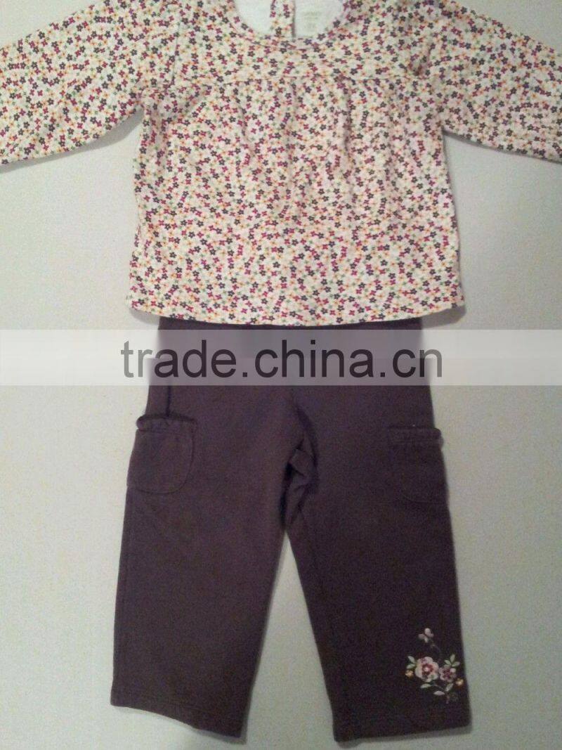 Girls Baby Toddler Flowered Shirt and Brown Pants Manufactuer