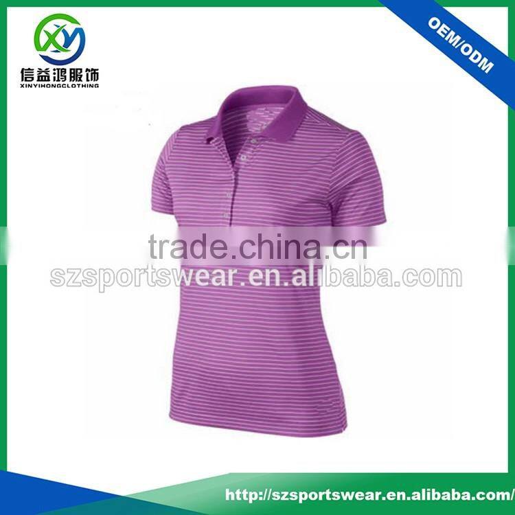 Stripes Ladies golf shirts Dry fit polyester/spandex blend material