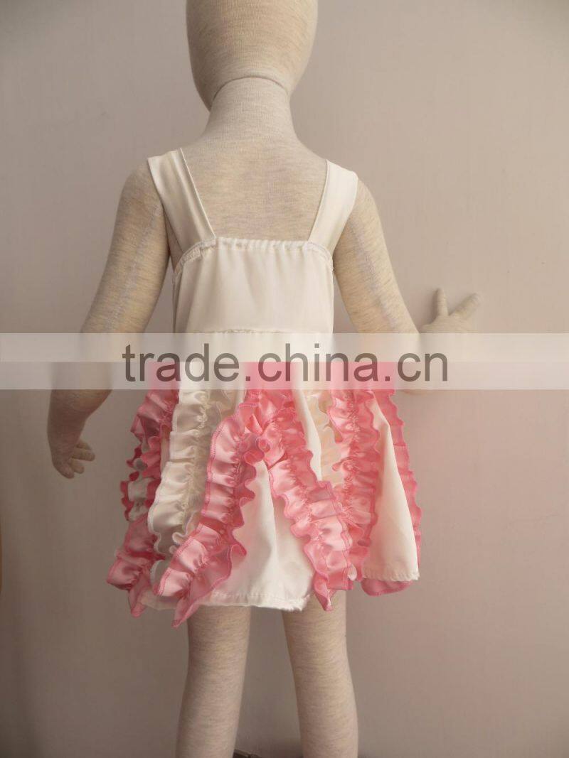 QL-78 party wear condole belt ruffle kids party dress fashion 2016