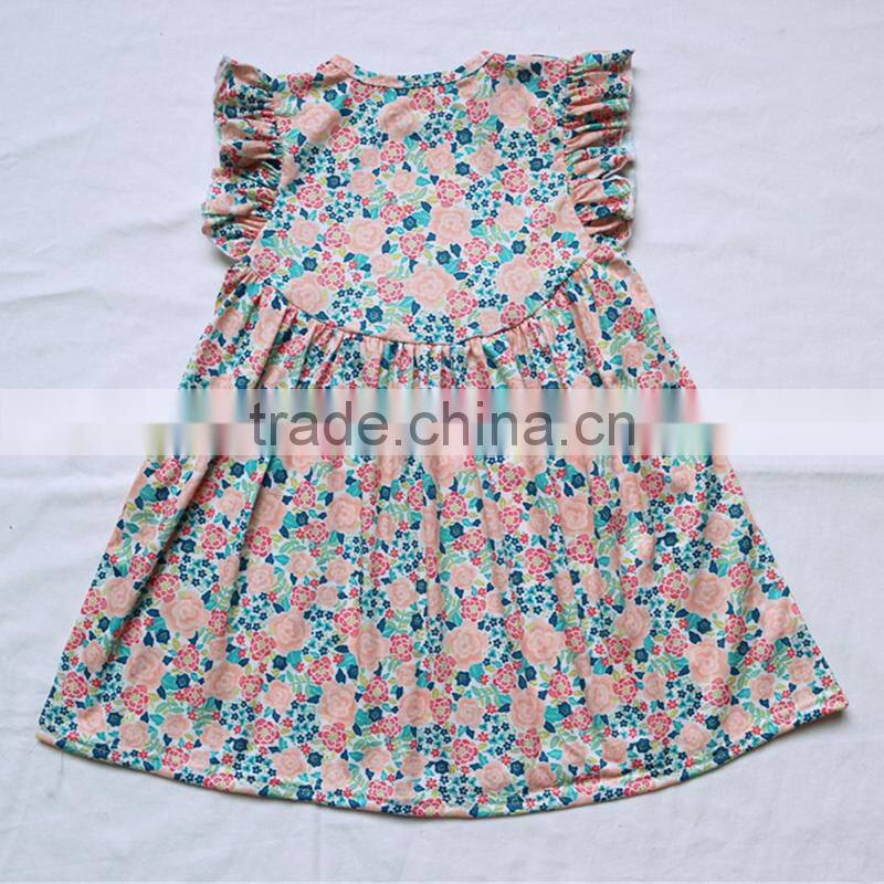 wholesale kids baby clothes set children boutique beautiful floral ruffle dress outfits princess tunic wear