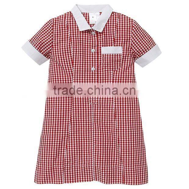 2017 custom made fashion design children Girls school uniforms dress with pictures