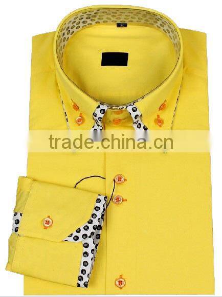 new 100% cotton men's contrast collar double collar contrast cuffs long sleeve dress shirt