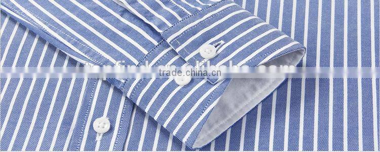 Yiwu direct factory customise stripe pattern men's long sleeve uniform shirt with 100% cotton oxford