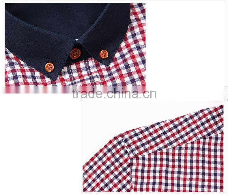 Trendy new model pattern 100% cotton small check shirt for men