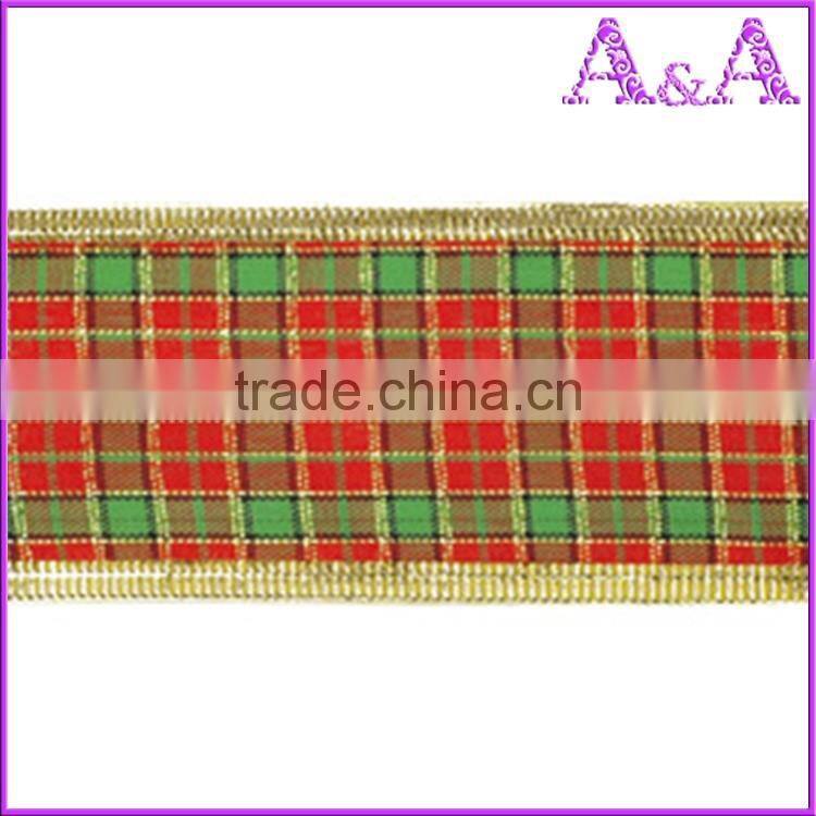 2016 Fashion Cheap fancy christmas ribbon plaid ribbon